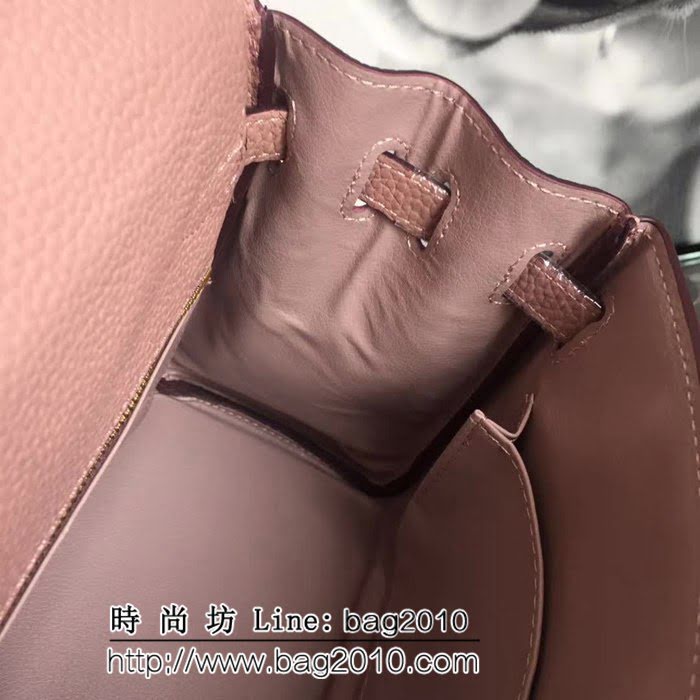 愛馬仕Hermes 頭層牛皮荔枝紋凱莉包 時尚手提包 0AM1149